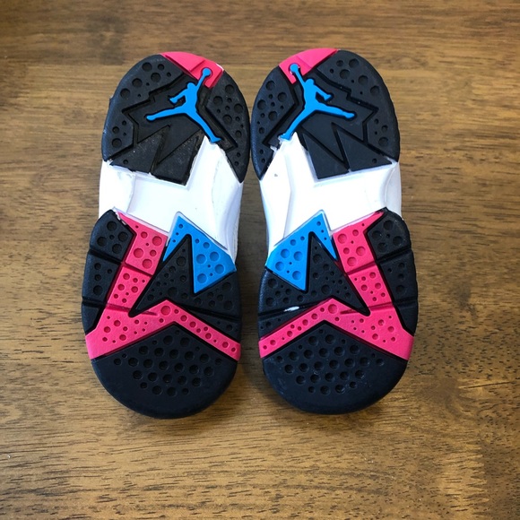 Baby Air Jordan VII 7 Retro White Orion Blue Black Infrared Red - Picture 10 of 11